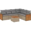 Image de vidaXL - 7-delige - Loungeset - met - kussens - poly - rattan - beige