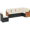 Image de vidaXL - 6-delige - Loungeset - met - kussens - poly - rattan - zwart