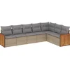 Image de vidaXL - 7-delige - Loungeset - met - kussens - poly - rattan - beige