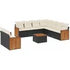 Image de vidaXL - 10-delige - Loungeset - met - kussens - poly - rattan - zwart