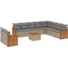 Image de vidaXL - 11-delige - Tuinset - met - kussens - poly - rattan - beige