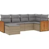 Image de vidaXL - 6-delige - Loungeset - met - kussens - poly - rattan - beige