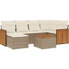 Image de vidaXL - 7-delige - Loungeset - met - kussens - poly - rattan - beige