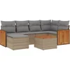 Image de vidaXL - 7-delige - Loungeset - met - kussens - poly - rattan - beige