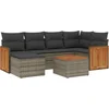 Image de vidaXL - 7-delige - Loungeset - met - kussens - poly - rattan - grijs