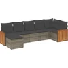 Image de vidaXL - 7-delige - Loungeset - met - kussens - poly - rattan - grijs