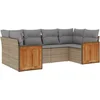 Image de vidaXL - 6-delige - Loungeset - met - kussens - poly - rattan - beige