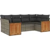 Image de vidaXL - 6-delige - Loungeset - met - kussens - poly - rattan - grijs
