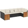 Image de vidaXL - 7-delige - Loungeset - met - kussens - poly - rattan - zwart
