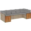 Image de vidaXL - 7-delige - Loungeset - met - kussens - poly - rattan - beige