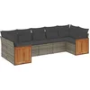 Image de vidaXL - 7-delige - Loungeset - met - kussens - poly - rattan - grijs