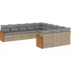Image de vidaXL - 11-delige - Tuinset - met - kussens - poly - rattan - beige
