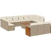 Image de vidaXL - 14-delige - Loungeset - met - kussens - poly - rattan - beige