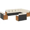 Image de vidaXL - 12-delige - Loungeset - met - kussens - poly - rattan - zwart