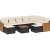 Image de vidaXL - 10-delige - Loungeset - met - kussens - poly - rattan - zwart