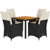 Image de vidaXL - 5-delige - Tuinset - met - kussens - poly - rattan - zwart