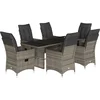 Image de vidaXL - 7-delige - Tuinset - met - kussens - poly - rattan - grijs