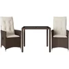 Image de vidaXL - 3-delige - Bistroset - met - kussens - poly - rattan - bruin