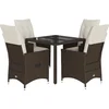 Image de vidaXL - 5-delige - Tuinset - met - kussens - poly - rattan - bruin