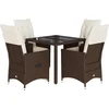 Image de vidaXL - 5-delige - Tuinset - met - kussens - poly - rattan - bruin