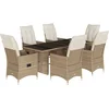 Image de vidaXL - 7-delige - Tuinset - met - kussens - poly - rattan - beige