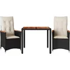 Image de vidaXL - 3-delige - Bistroset - met - kussens - poly - rattan - zwart