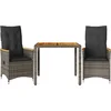 Image de vidaXL - 3-delige - Bistroset - met - kussens - poly - rattan - grijs
