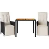 Image de vidaXL - 3-delige - Bistroset - met - kussens - poly - rattan - zwart