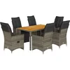 Image de vidaXL - 7-delige - Bistroset - met - kussens - poly - rattan - grijs