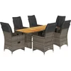 Image de vidaXL - 7-delige - Bistroset - met - kussens - poly - rattan - grijs