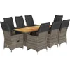 Image de vidaXL - 9-delige - Bistroset - met - kussens - poly - rattan - grijs