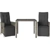 Image de vidaXL - 3-delige - Bistroset - met - kussens - poly - rattan - grijs