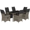 Image de vidaXL - 7-delige - Bistroset - met - kussens - poly - rattan - grijs