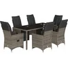 Image de vidaXL - 7-delige - Bistroset - met - kussens - poly - rattan - grijs