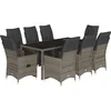 Image de vidaXL - 9-delige - Bistroset - met - kussens - poly - rattan - grijs