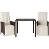 Image de vidaXL - 3-delige - Bistroset - met - kussens - poly - rattan - bruin