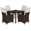 Image de vidaXL - 5-delige - Bistroset - met - kussens - poly - rattan - bruin