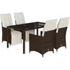 Image de vidaXL - 5-delige - Bistroset - met - kussens - poly - rattan - bruin