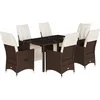 Image de vidaXL - 7-delige - Bistroset - met - kussens - poly - rattan - bruin