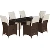 Image de vidaXL - 7-delige - Bistroset - met - kussens - poly - rattan - bruin