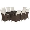 Image de vidaXL - 9-delige - Bistroset - met - kussens - poly - rattan - bruin