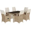Image de vidaXL - 7-delige - Bistroset - met - kussens - poly - rattan - beige