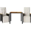 Image de vidaXL - 3-delige - Bistroset - met - kussens - poly - rattan - zwart