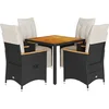 Image de vidaXL - 5-delige - Bistroset - met - kussens - poly - rattan - zwart