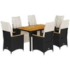 Image de vidaXL - 7-delige - Bistroset - met - kussens - poly - rattan - zwart