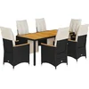Image de vidaXL - 7-delige - Bistroset - met - kussens - poly - rattan - zwart