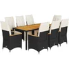 Image de vidaXL - 9-delige - Bistroset - met - kussens - poly - rattan - zwart