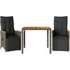 Image de vidaXL - 3-delige - Bistroset - met - kussens - poly - rattan - grijs