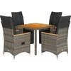 Image de vidaXL - 5-delige - Bistroset - met - kussens - poly - rattan - grijs