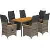 Image de vidaXL - 7-delige - Bistroset - met - kussens - poly - rattan - grijs
